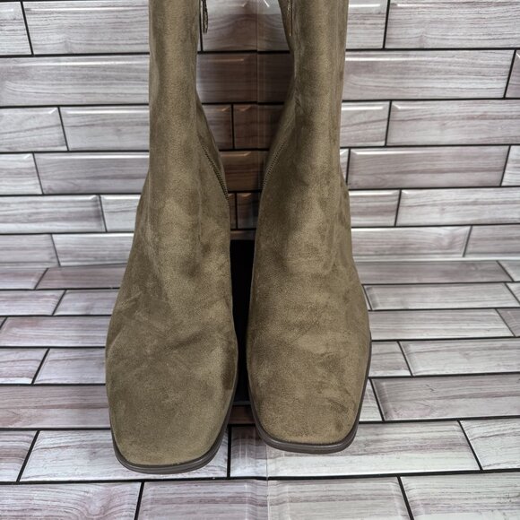 Nordstrom Rack Women's Brown Taupe Mid-Calf Side-Zip Square Toe Booties Size 10 - Picture 3 of 8